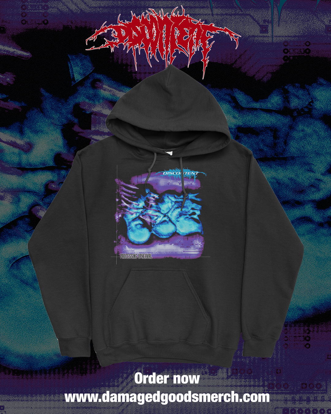 Discontent album art hoodie – Damaged Goods